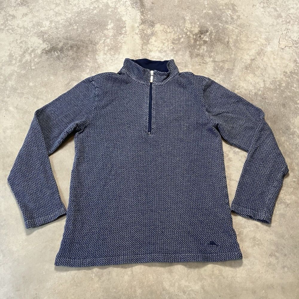 Tommy Bahama Sweater Mens M‎ 1/4 Zip Golf Pullover Herringbone Long Sleeve